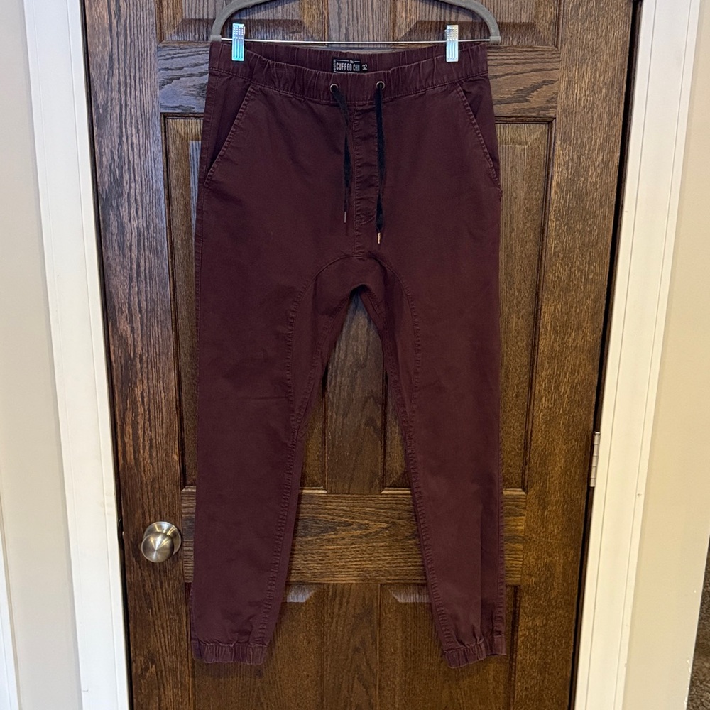 Cotton On Men's Maroon Cuffed Chino Joggers 32 Waist